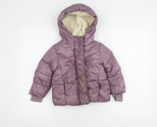 Gap Girls Purple Puffer Jacket 4 Years Winter Hooded