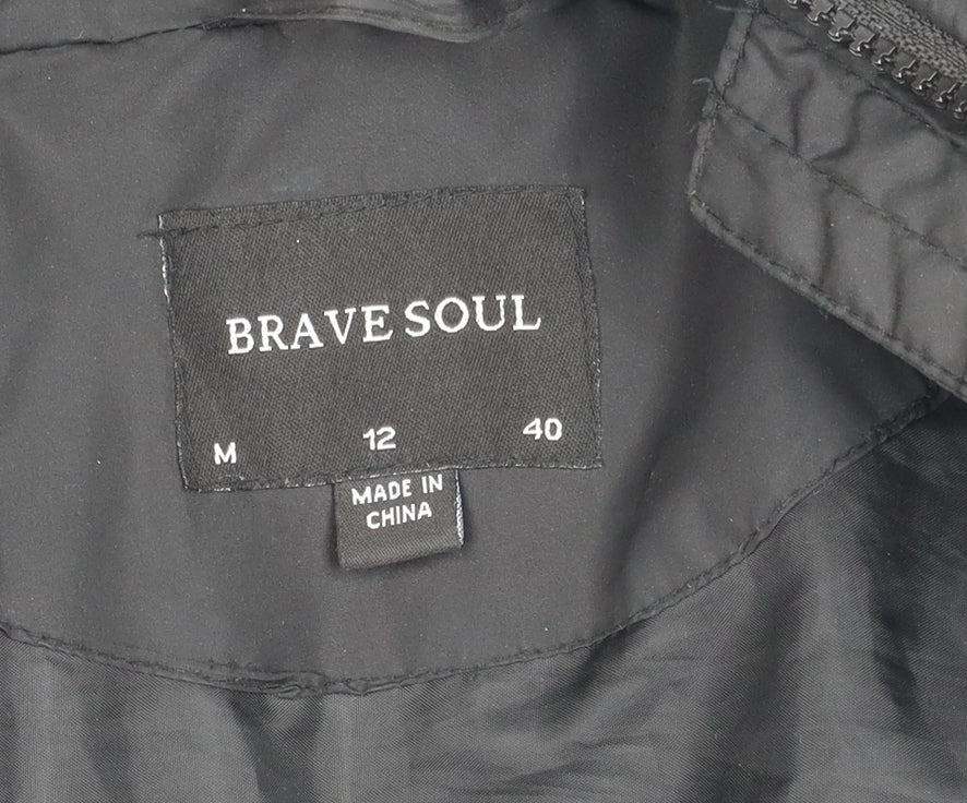 Brave Soul Women's Black Puffer Jacket M Winter Hooded