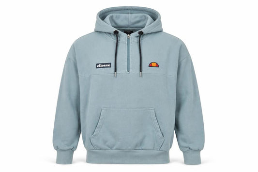 Front view of Ellesse Men's Blue 1/4 Zip Hoodie S with Logo Accents