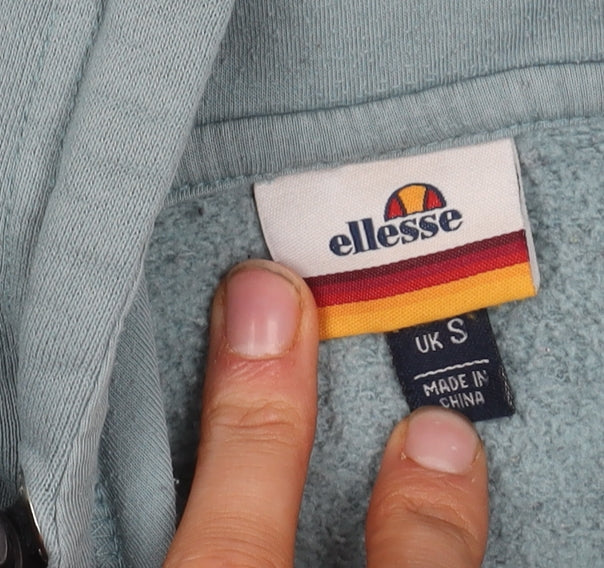Ellesse Men's Blue 1/4 Zip Hoodie S with Logo Accents