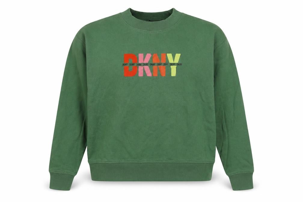 Womens UK S Regular DKNY Jeans Green Pullover Sweatshirt