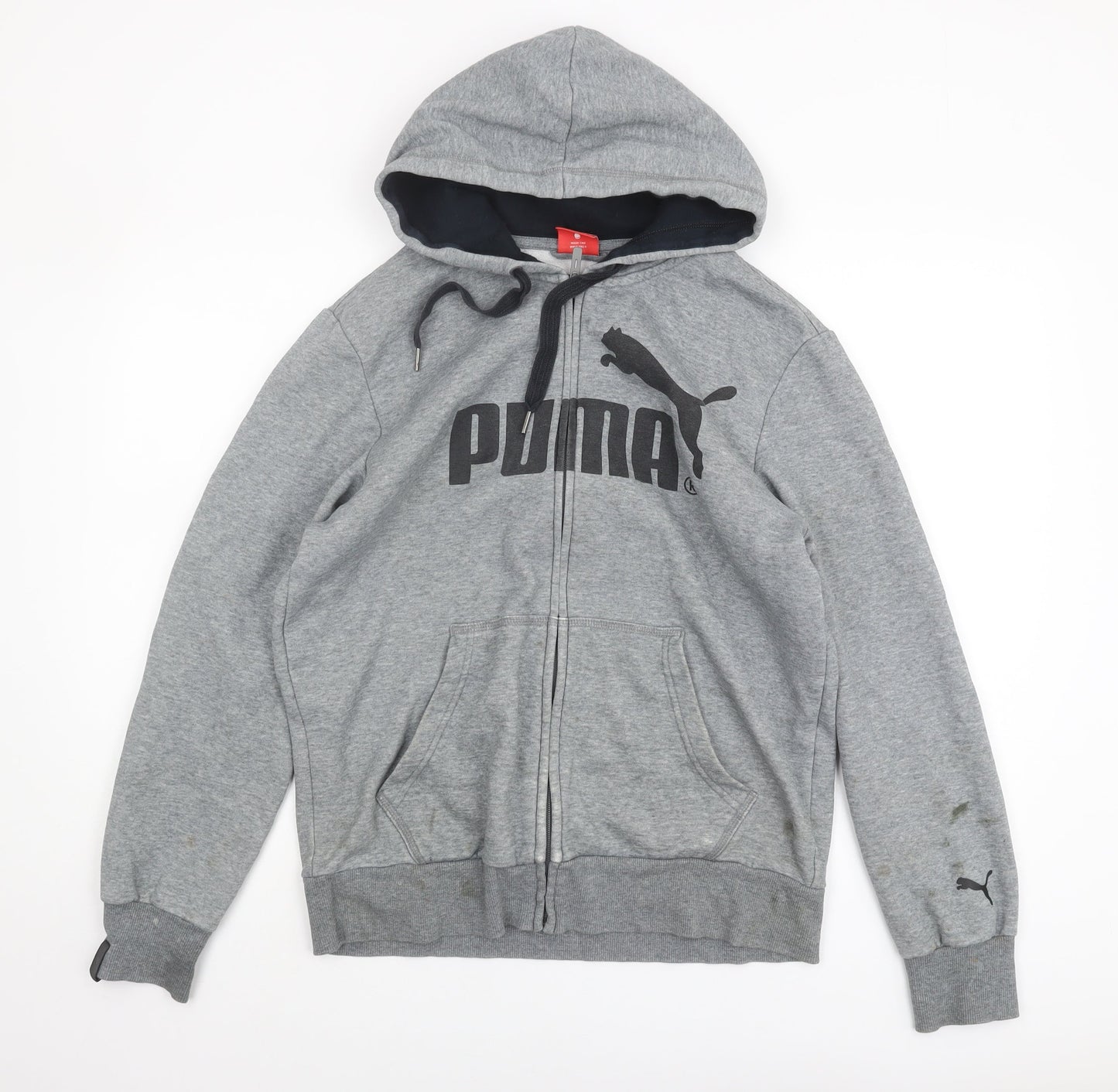 Puma Men's Grey Full Zip Hoodie, Size M, Logo Accent