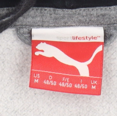 Puma Men's Grey Full Zip Hoodie, Size M, Logo Accent