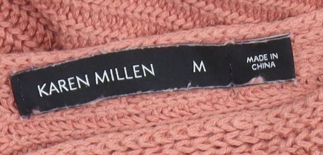 Karen Millen Women's Pink V-Neck Knit Jumper - M