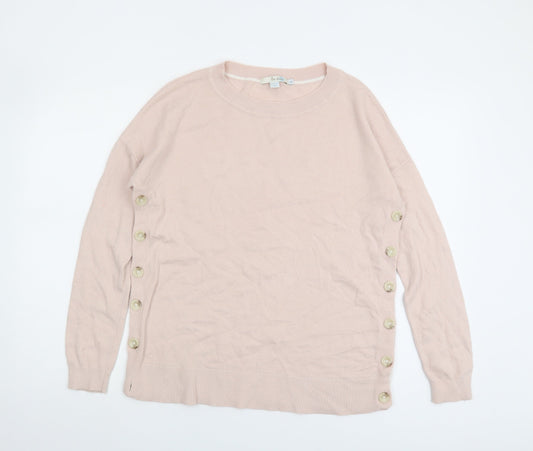 Boden Pink Women's Medium Button Accent Jumper