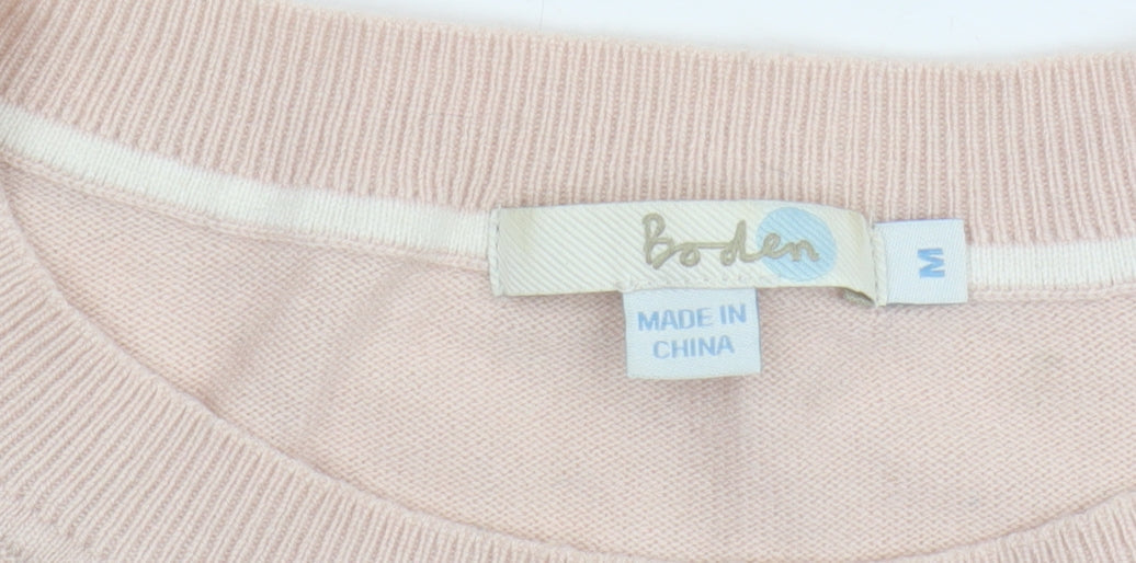 Boden Pink Women's Medium Button Accent Jumper