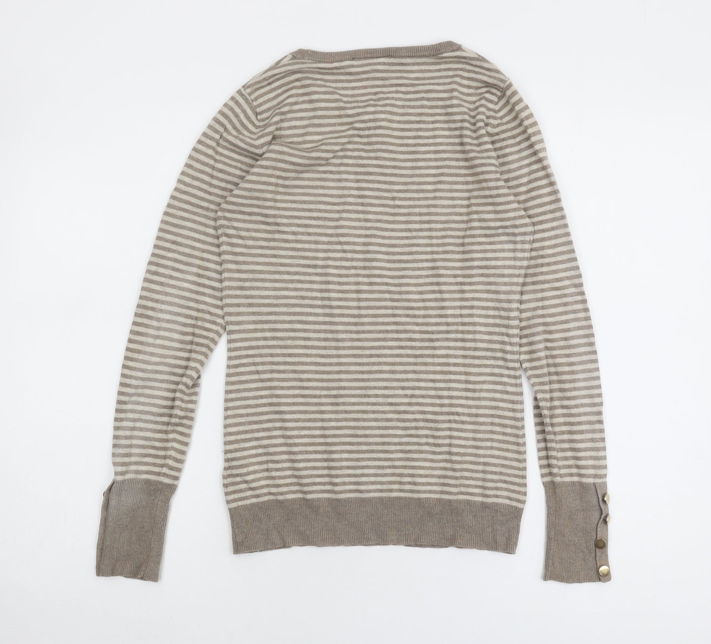 Warehouse Women’s Beige Striped Jumper Size 8