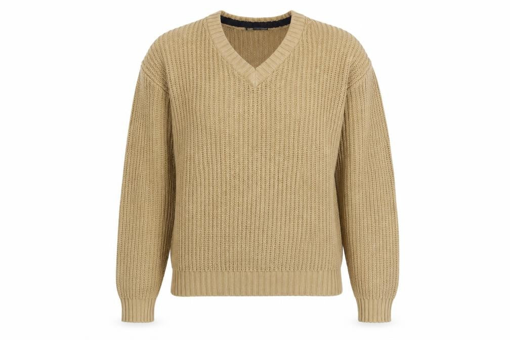 P.G. Womens Field Beige V-Neck Pullover Jumper, S