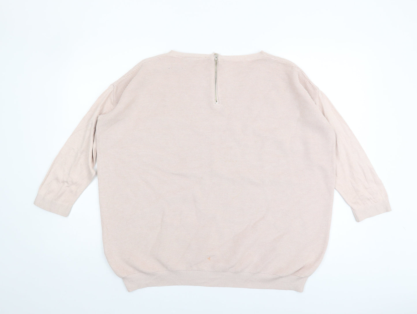 Wallis Women's Beige Pullover Jumper M, Round Neck, 3/4 Sleeve