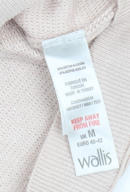 Wallis Women's Beige Pullover Jumper M, Round Neck, 3/4 Sleeve