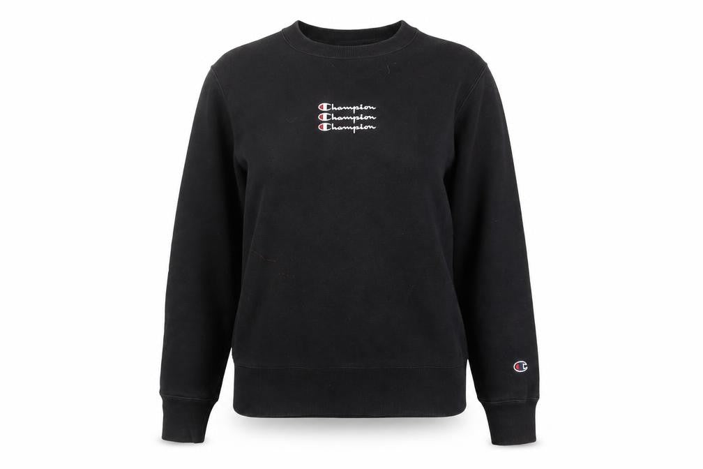 Womens UK S Regular Champion Black Pullover Sweatshirt