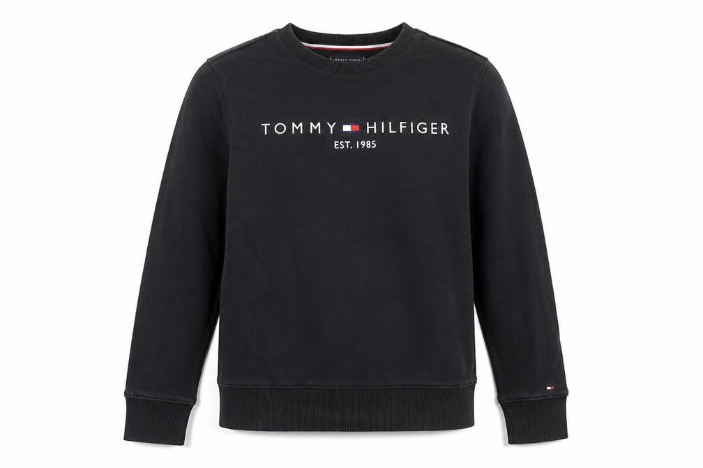 Front view of Tommy Hilfiger boys’ black logo sweatshirt -, size S
