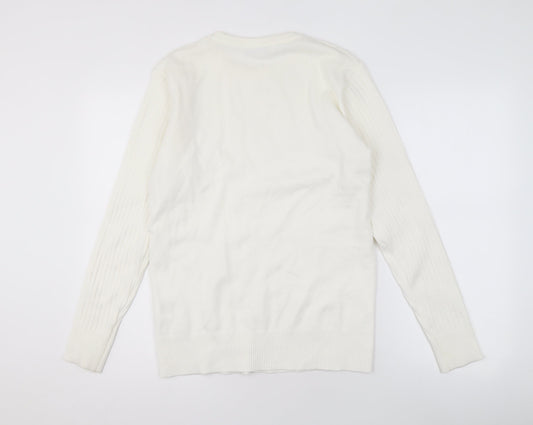 Tony Moro Men's Ivory Cable-Knit Pullover Jumper L