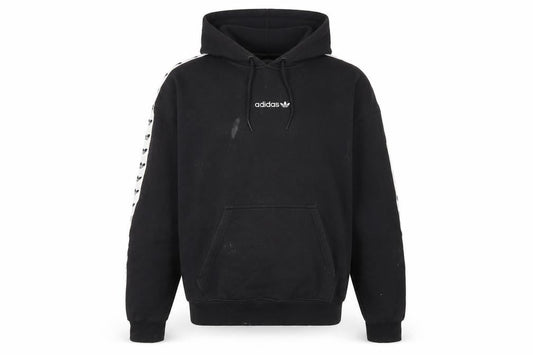 Front view of Adidas Men's Black Pullover Hoodie M - Sporty & Stylish