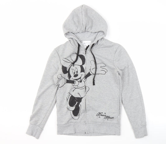 Disney Women's Grey S Minnie Mouse Full Zip Hoodie