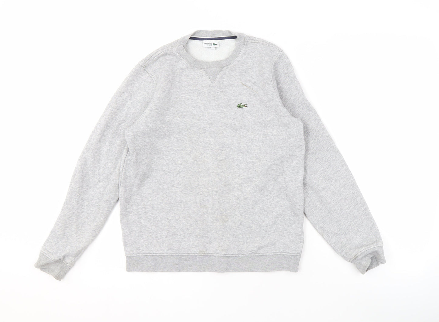 Lacoste Boys Grey Pullover Sweatshirt - Size 14, Logo, Crew Neck