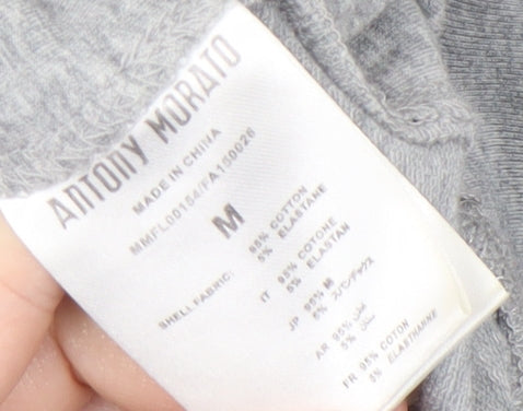 Close-up detail of Antony Morato Men's Grey Full Zip Hoodie, size M