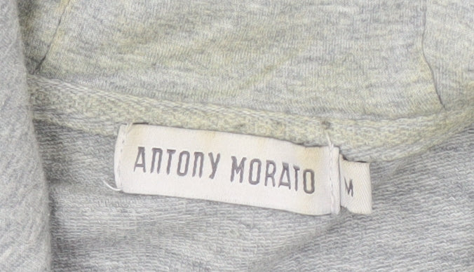 Brand and care label for Antony Morato Men's Grey Full Zip Hoodie, size M