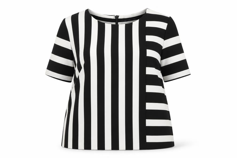 Marks and Spencer Women's Black Stripe Top, Size 12, Boat Neck