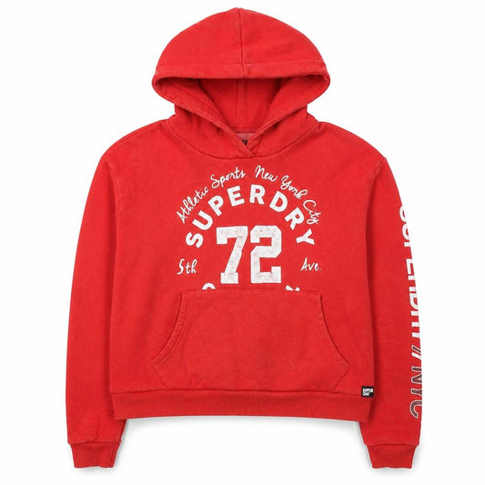 Womens UK S Regular Superdry Red Pullover Hoodie