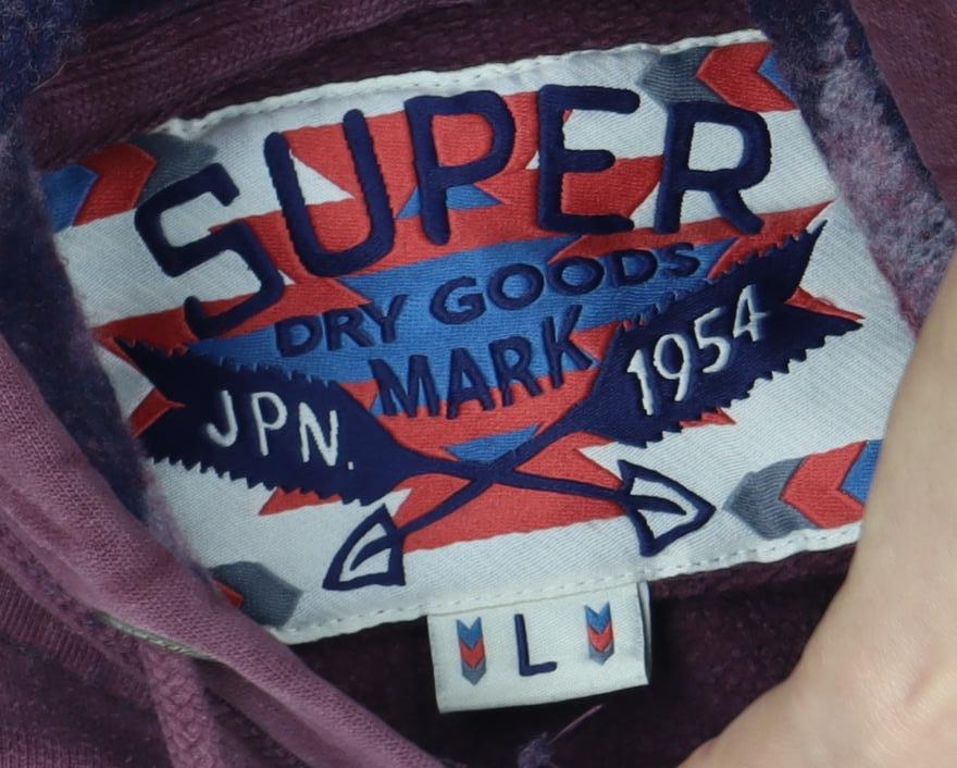 Superdry Unisex Purple Pullover Hoodie - L, Logo, Casual