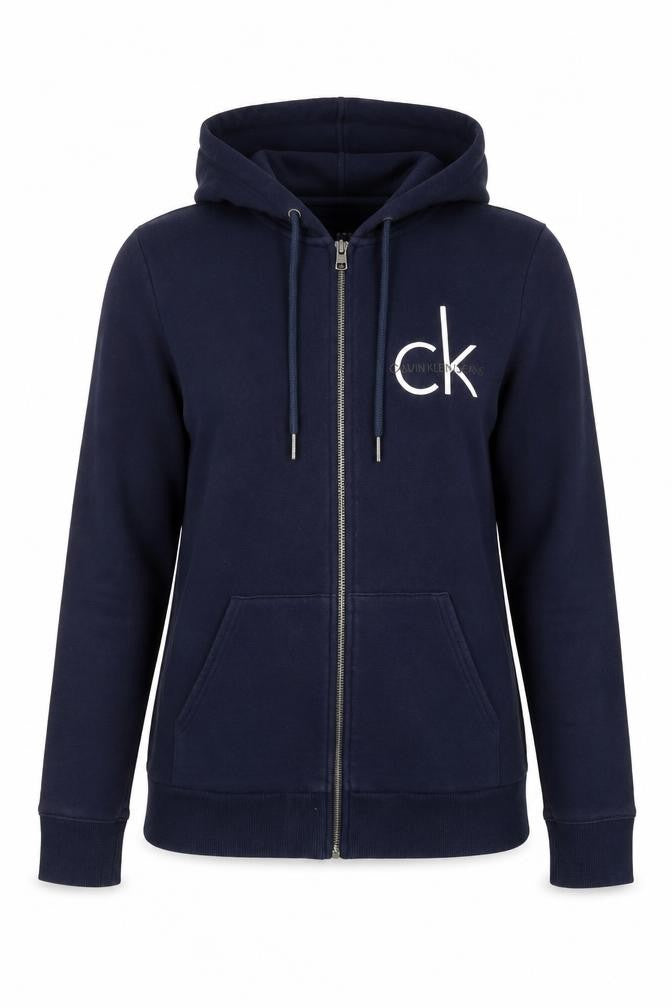 Womens UK XS Regular Calvin Klein Jeans Blue Full Zip Hoodie