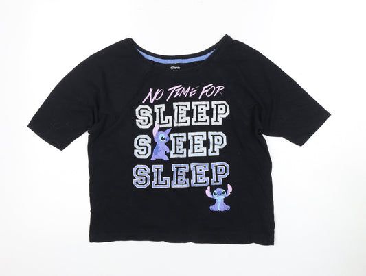 Disney Women's Black XS Stitch Graphic Pyjama Top
