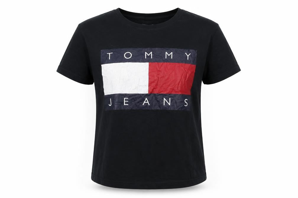 Unisex Adultss UK Size M Tommy Jeans Black Cotton T-Shirt