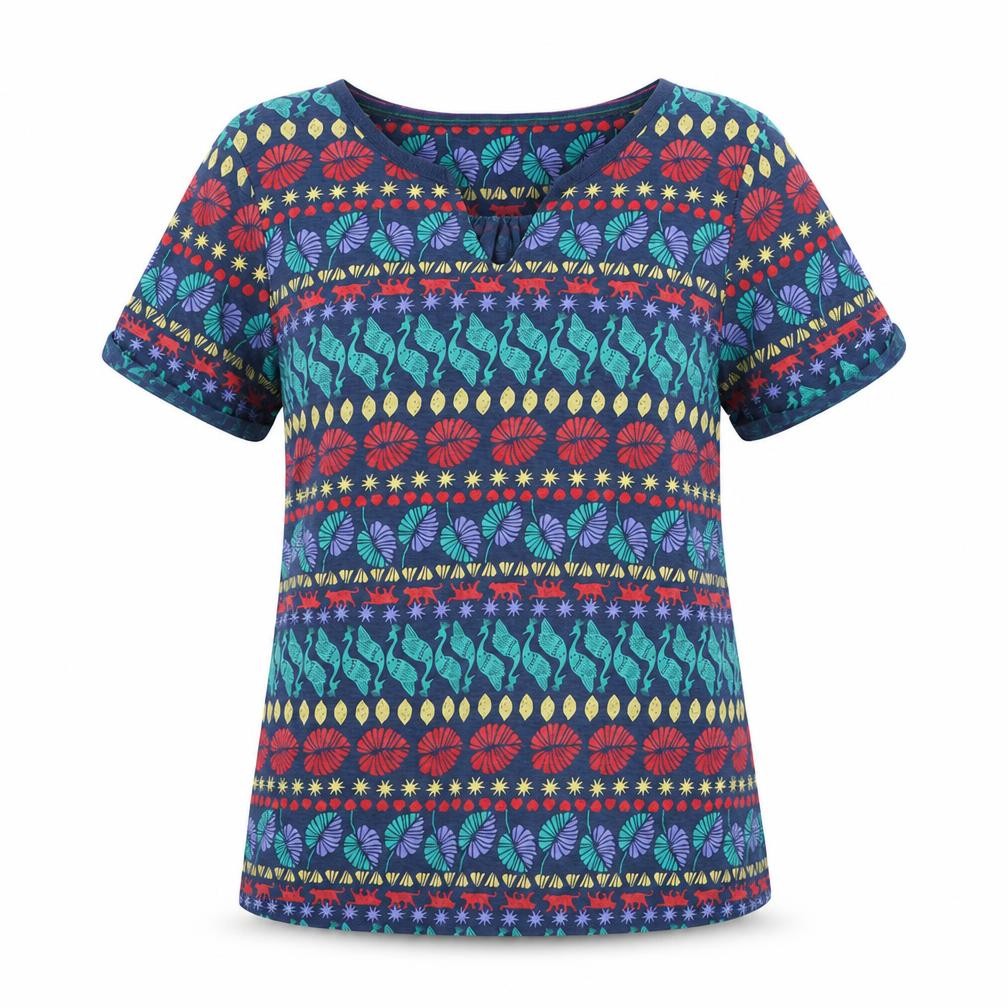 Womens UK Size 8 White Stuff Multicoloured 100% Cotton T-Shirt