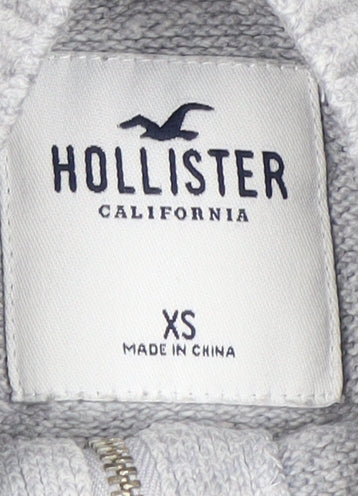 Hollister Women's Grey XS Mock Neck Full Zip Jumper