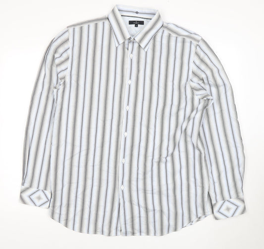 Jeff Banks Men's L White Striped Dress Shirt