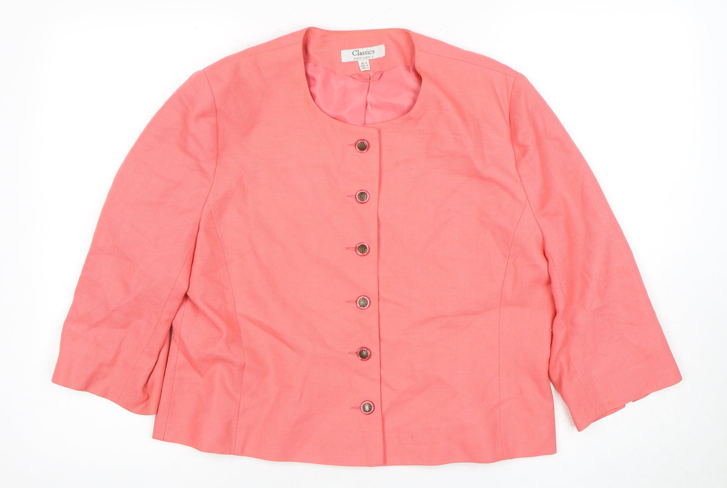 Classics Women's Pink Suit Jacket Size 16
