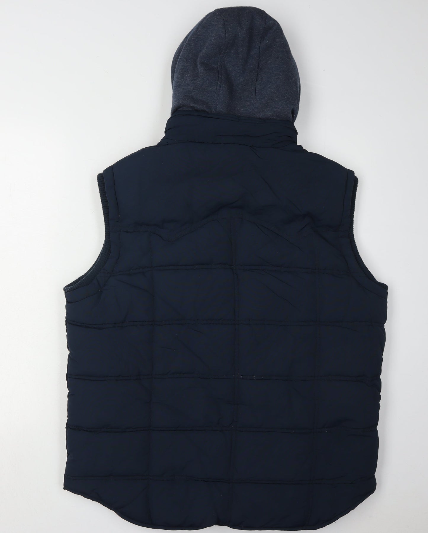Next Men's Blue Hooded Puffer Waistcoat Size L