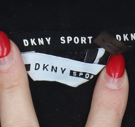DKNY Women's Black Pullover Hoodie, Size L, Cotton Blend