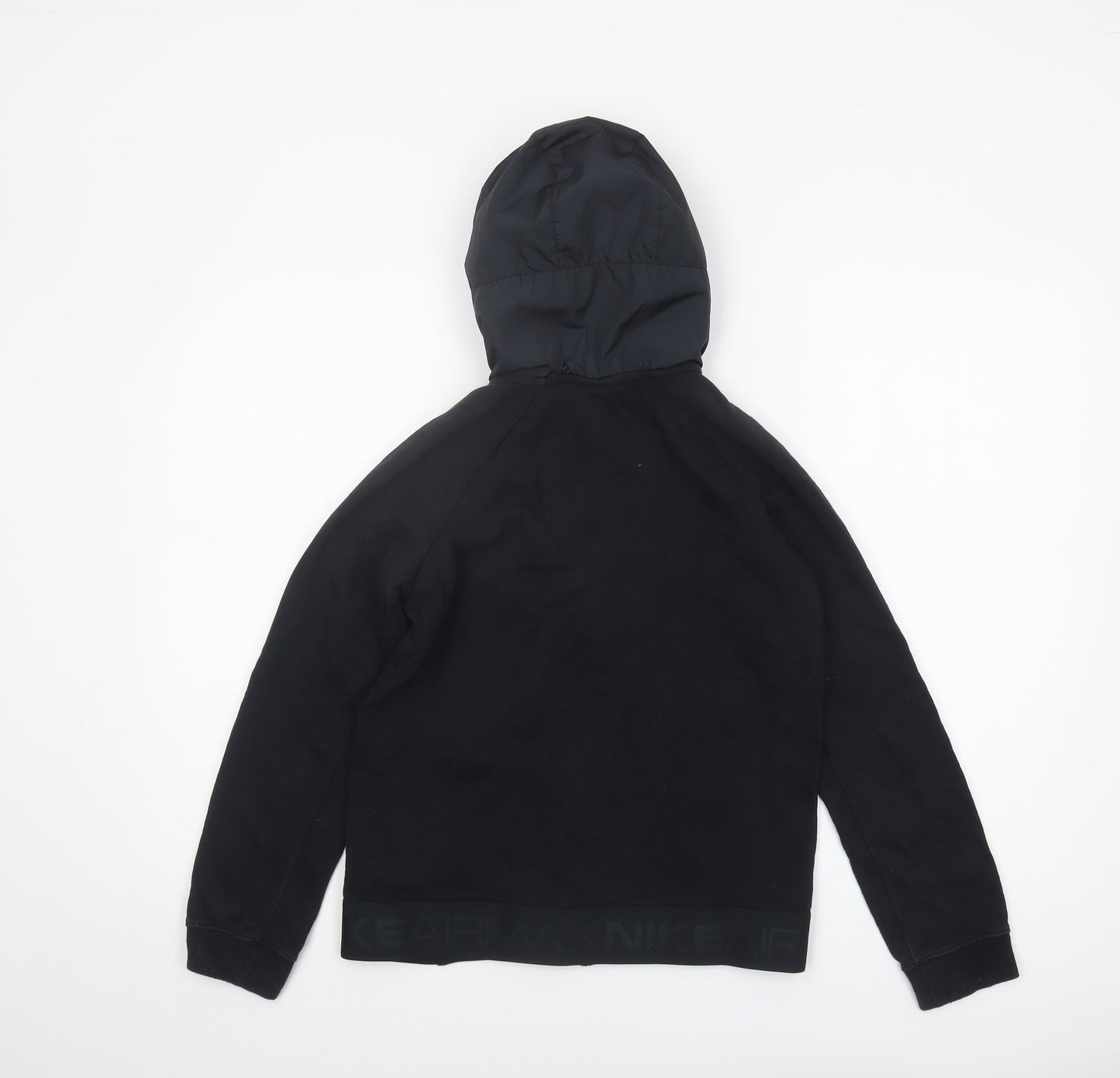 Nike Boys Black Full Zip Hoodie, L, Hooded, Logo Design