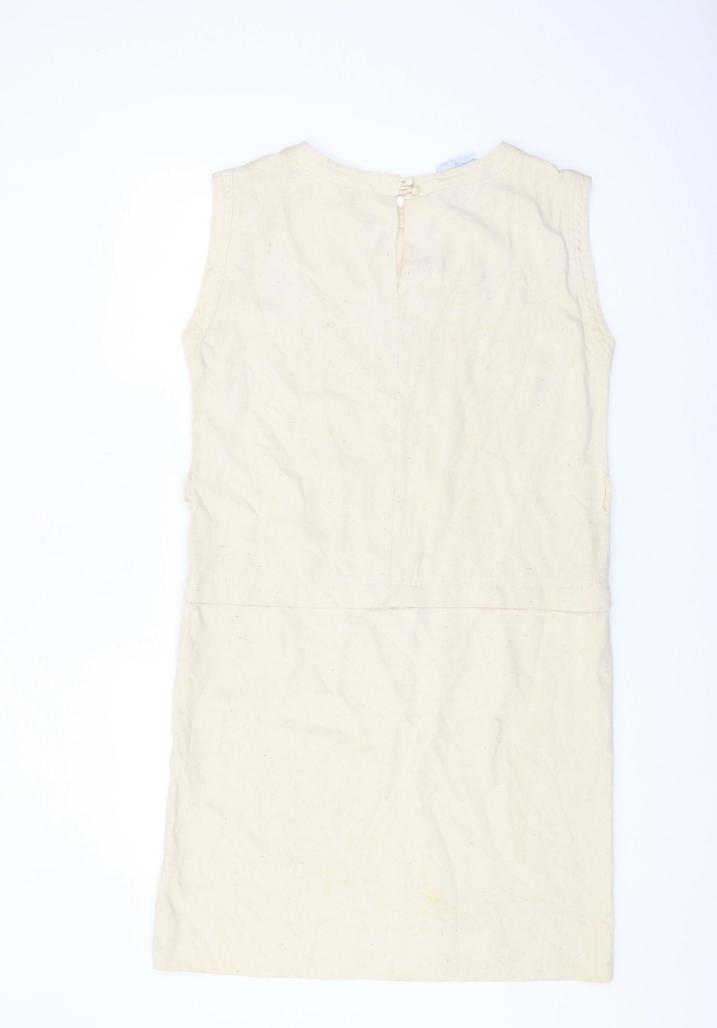 Wallis Beige Silk Shift Dress, UK 10, Women's Vintage