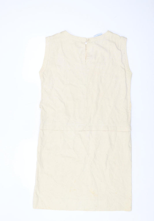 Wallis Beige Silk Shift Dress, UK 10, Women's Vintage