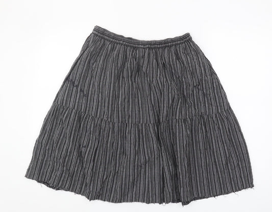 Topshop Women's Black Striped Peasant Skirt Size 10