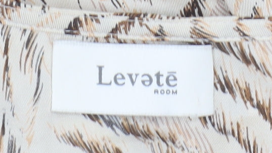Levete Room Women's Beige Animal Print Silk Blouse XS