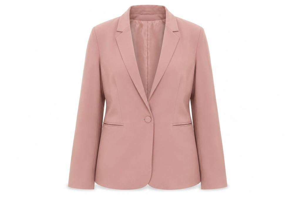 Front view of ASOS Women’s Pink Blazer Jacket, size UK 12, Regular Fit