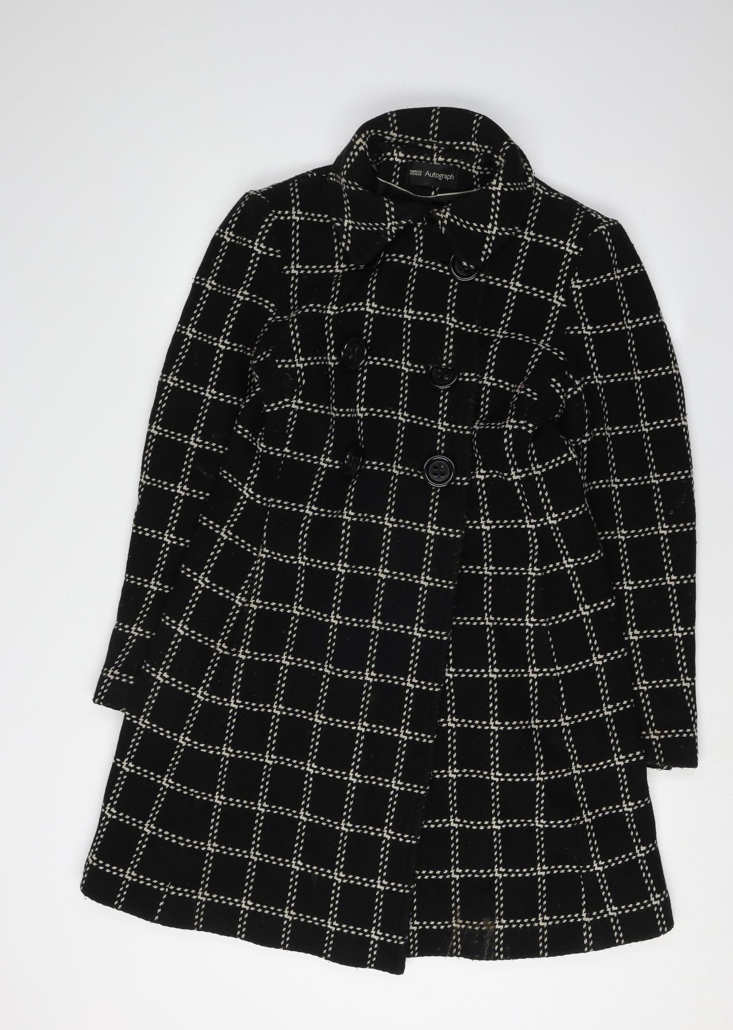 Marks and Spencer Women's Black Check Trench Coat Size 10