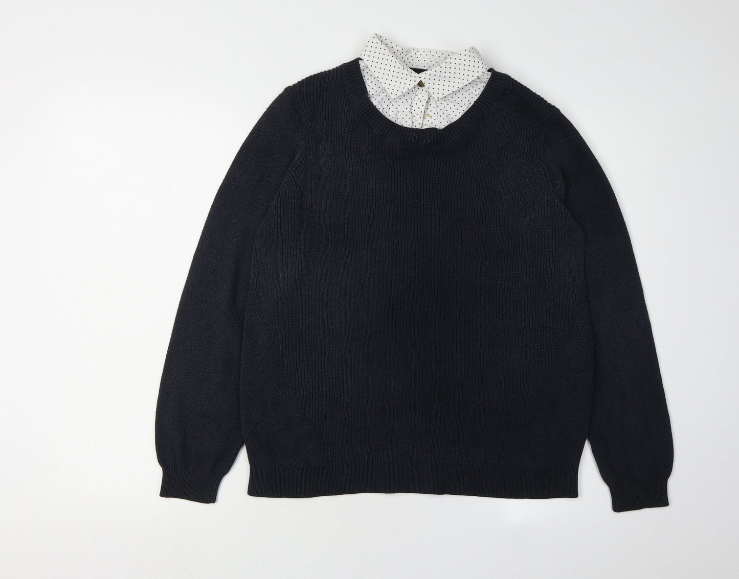 Marks and Spencer Women Black Polka Dot Pullover Jumper
