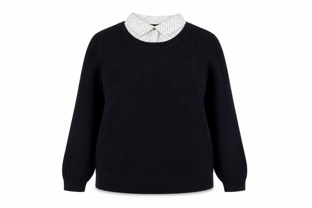 Marks and Spencer Women Black Polka Dot Pullover Jumper