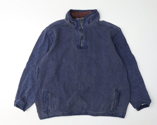 Dunnes Men's Blue 1/4 Zip Sweatshirt XL