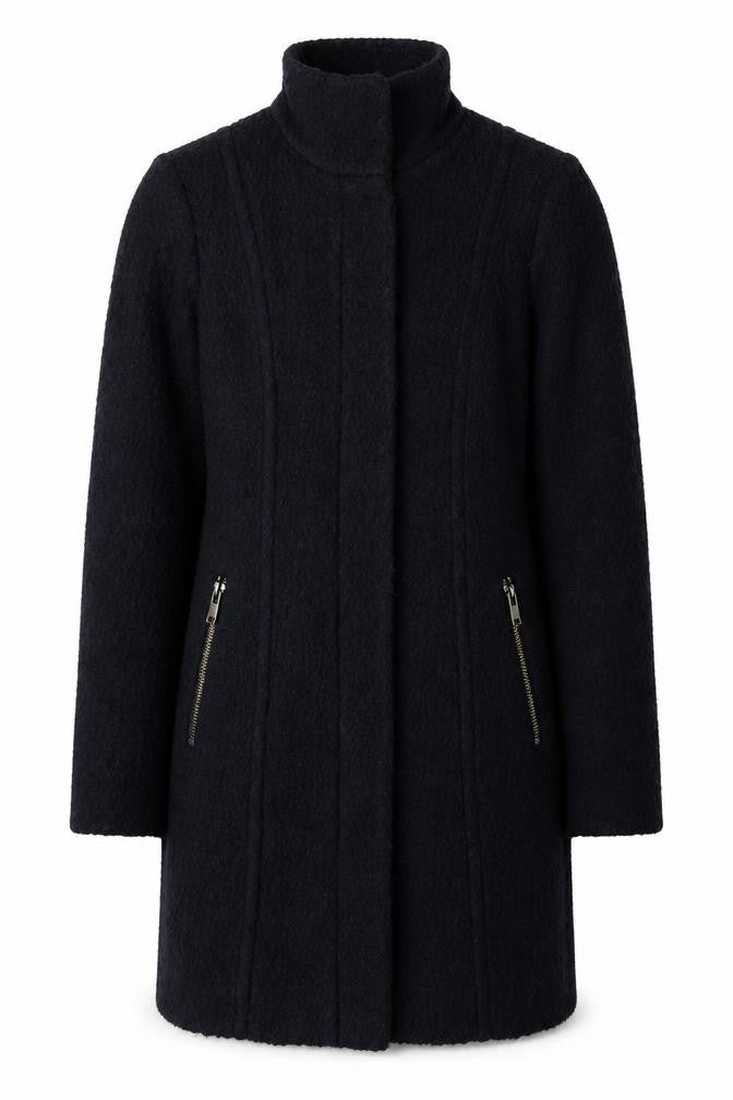 H&M Women's Black Mid-Length Wool Coat - Size 4