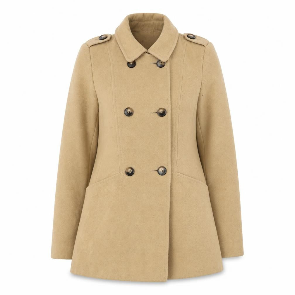 Next Women's Beige Wool Blend Pea Coat Size 10