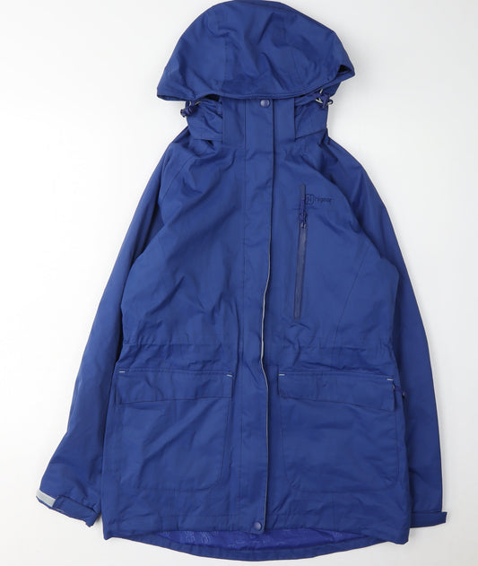 Hi Gear Women's Blue Rain Coat, Size 10, Hooded Waterproof
