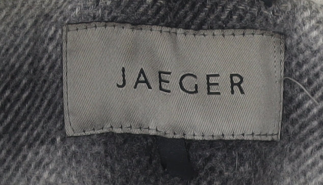 Jaeger Women's Grey Check Overcoat Size 12