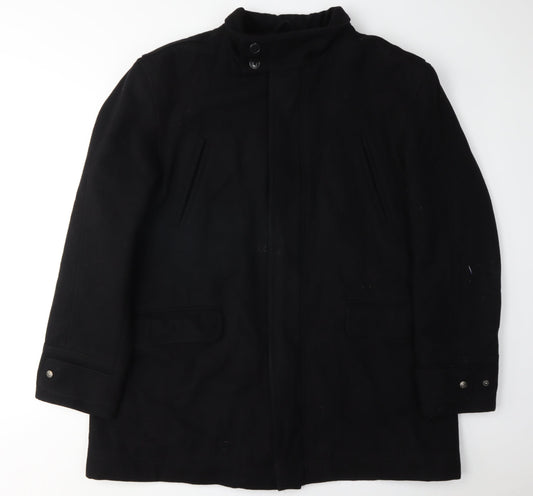 Jeff Banks Men's Black 2XL Wool Overcoat