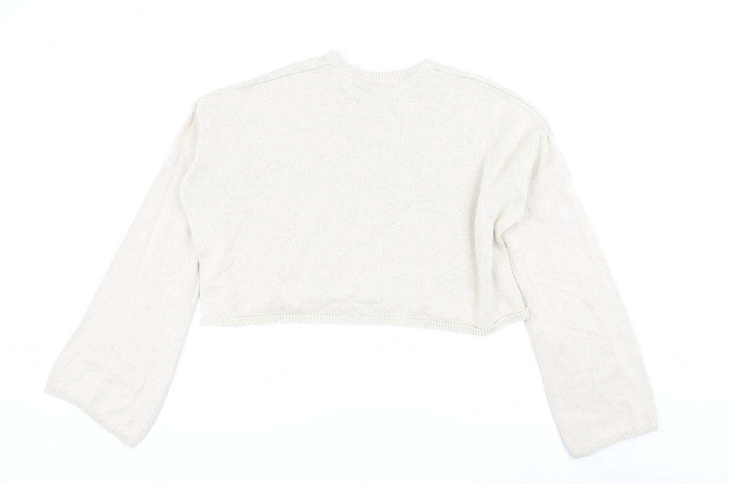 Monki Beige Crew Neck Pullover Jumper, Size L, Women's